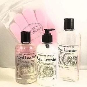 Bottles of Royal Lavender products