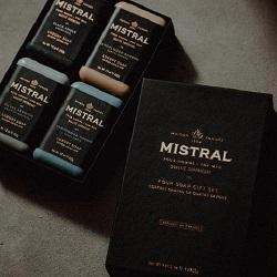 Open box of Mistral soap bars