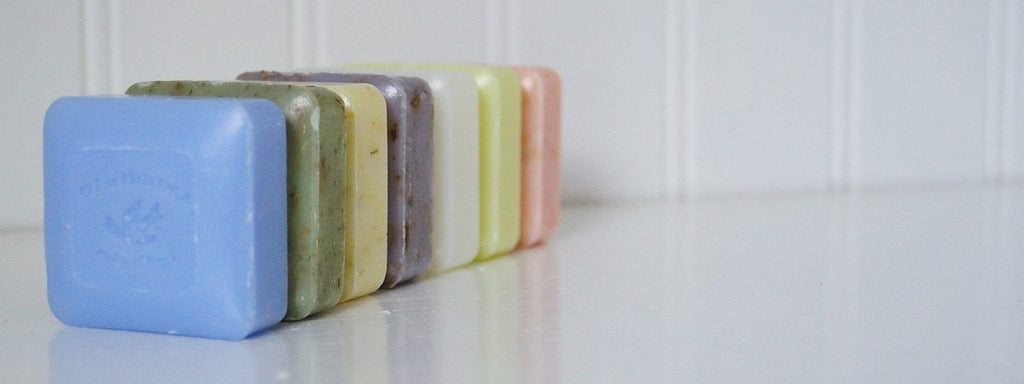 Soap bars standing in a row