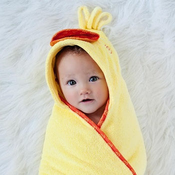 Zoochini Baby Plush Terry Hooded Towel - Puddles the Duck - The Soap Opera Company