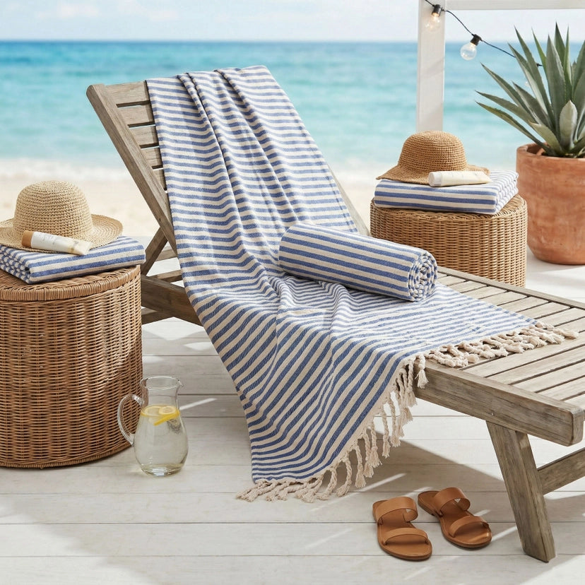 Gia Roma Nautical Blue Turkish Beach/Bath Towel