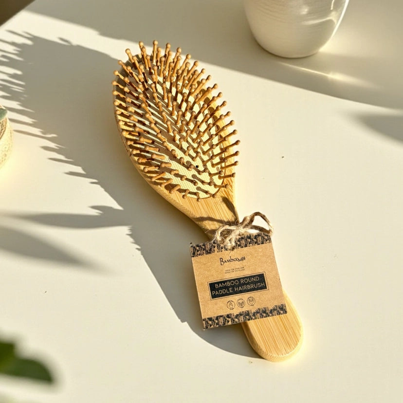 Bamboo Paddle Hairbrush - Round