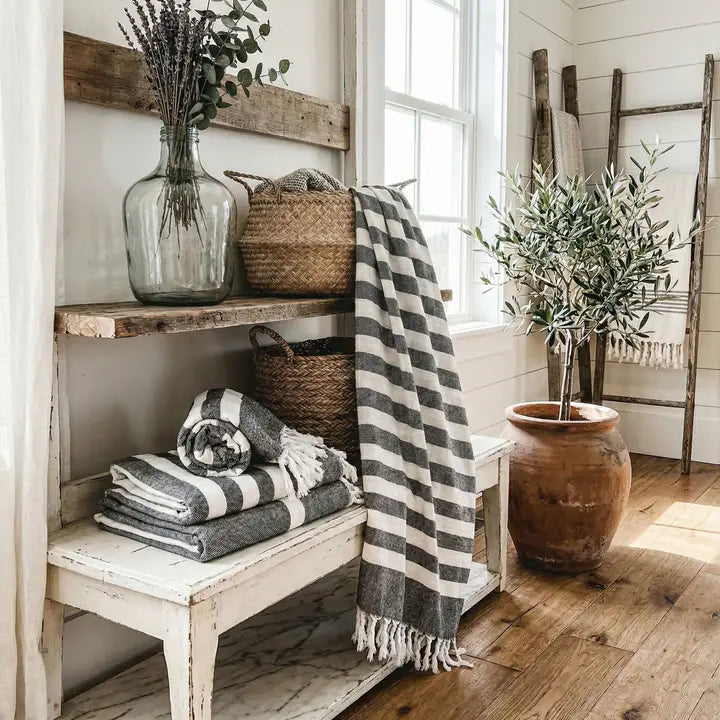 Gia Roma Charcoal Turkish Beach/Bath Towel