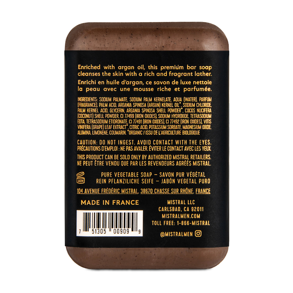Mistral Men's Bourbon Vanilla Travel Bar Soap