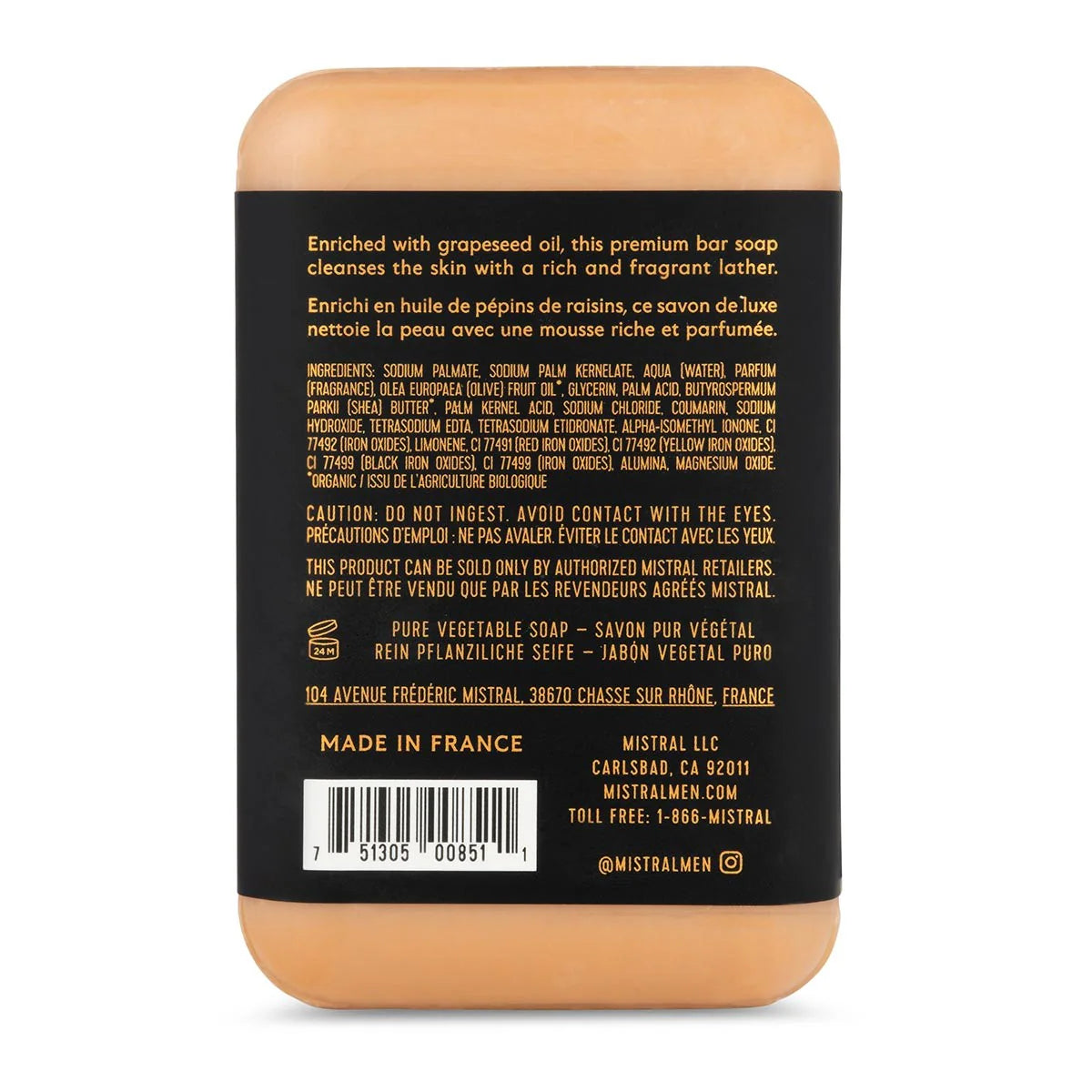 Mistral Men's Golden Tobacco Bar Soap