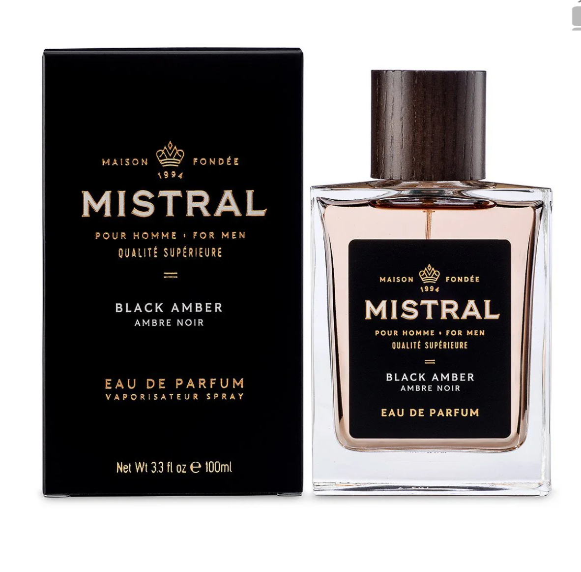 Mistral Men's Cologne - Black Amber Scent (3.4 fl.oz) 