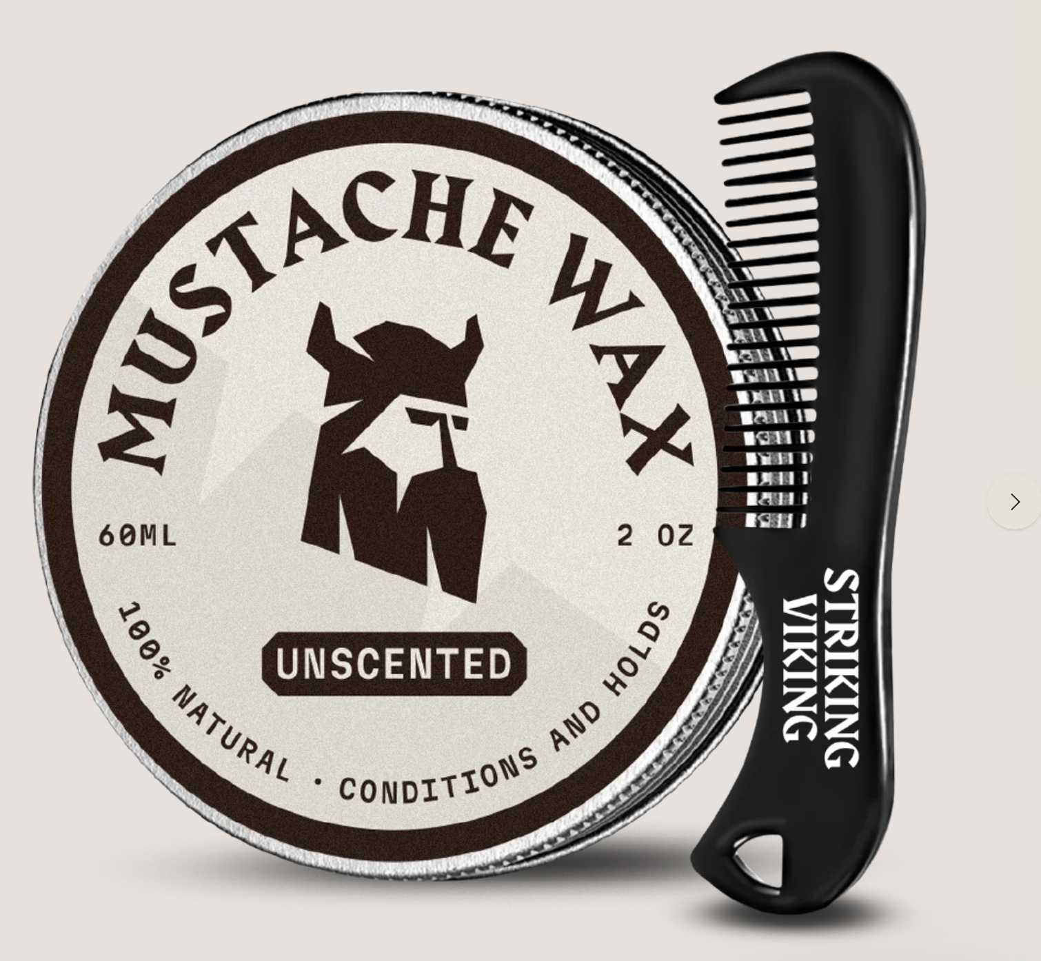 Striking Viking Unscented Mustache Wax & Comb Kit 