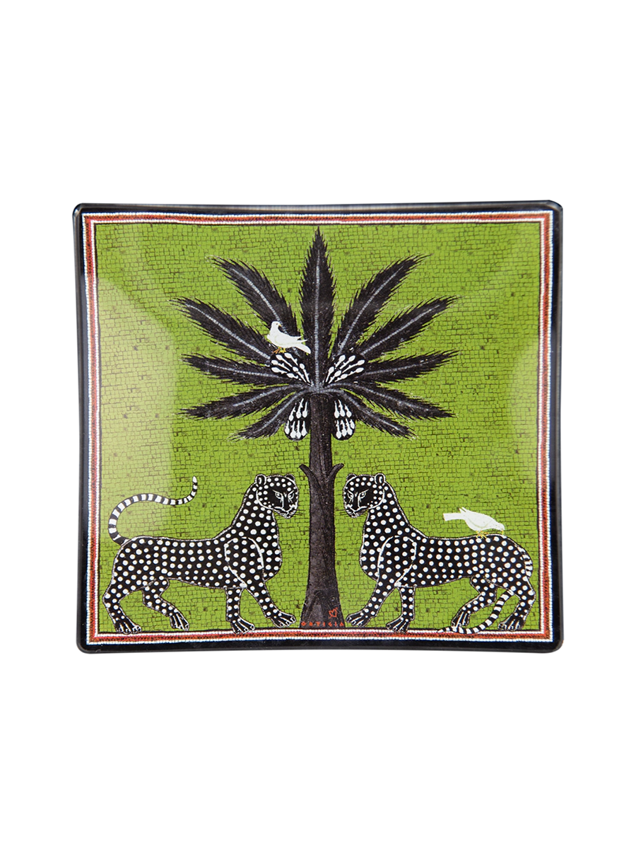 Ortigia Sicilia Glass Plate Mosaico Green 