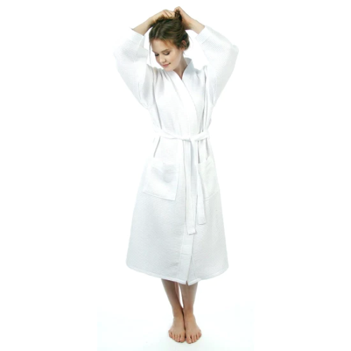 Ladies Long Waffle Weave Robe 