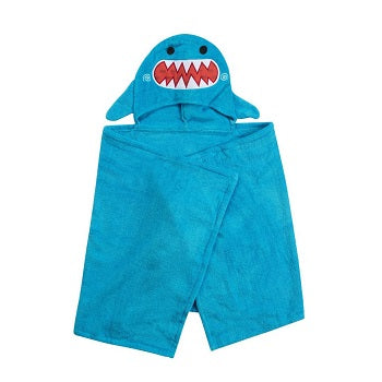 Zoochini Child Plush Terry Hooded Towel - Sherman the Shark - The Soap Opera Company